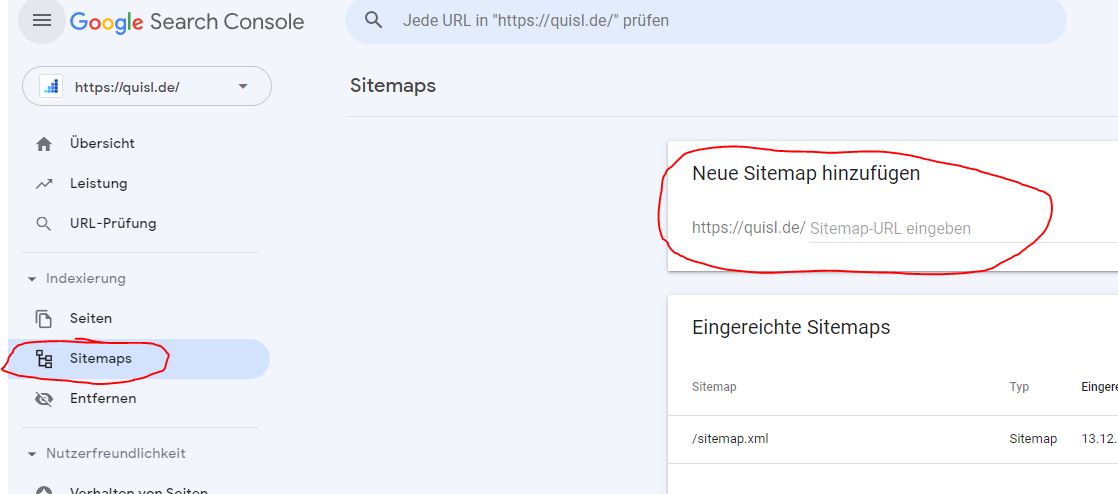 Submit sitemap to Google